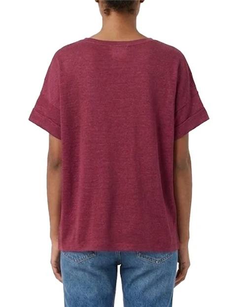 T-SHIRT MANICA CORTA IN LINO DONNA BORDEAUX