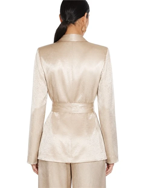 BLAZER IN RASO STROPICCIATO CON CINTURA DONNA BEIGE