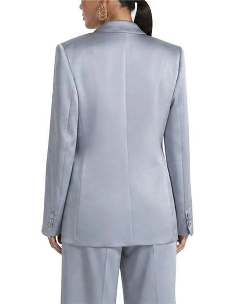 BLAZER MONOPETTO IN SATIN CON FODERA INTERNA DONNA AZZURRO