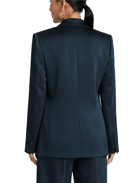 BLAZER MONOPETTO IN SATIN CON FODERA INTERNA DONNA BLU