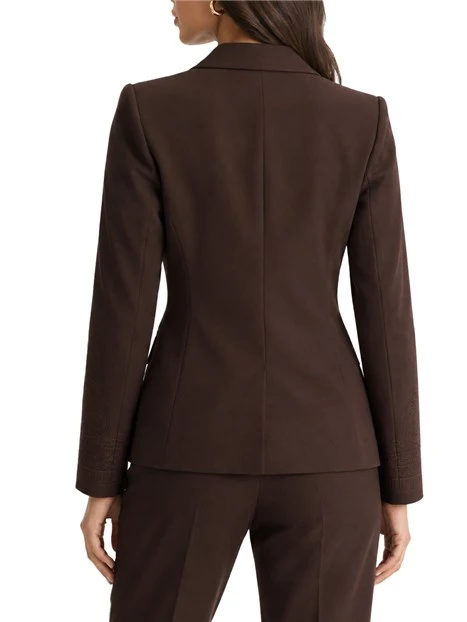 GIACCA CORTA MONOPETTO IN TELA BISTRETCH DONNA MARRONE
