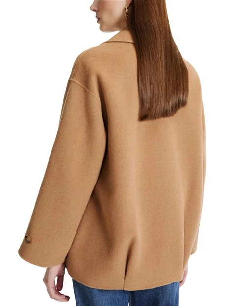 CAPPOTTO CORTO MODELLO BLOUSON IN MISTO LANA DONNA MARRONE CHIARO