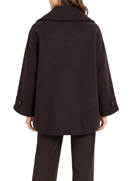 CAPPOTTO CORTO MODELLO BLOUSON IN MISTO LANA DONNA MARRONE