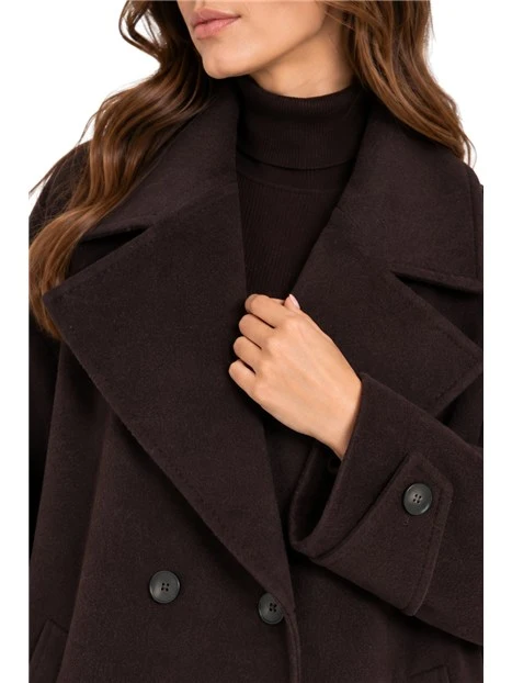 CAPPOTTO CORTO MODELLO BLOUSON IN MISTO LANA DONNA MARRONE