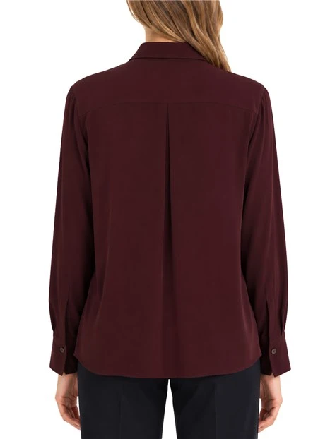BLUSA CON COLLETTO CLASSICO IN MISTO SETA DONNA BORDEAUX