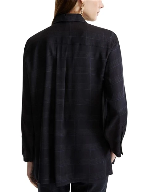 CAMICIA IN TWILL DI VISCOSA STAMPA RIGHE DONNA BLU