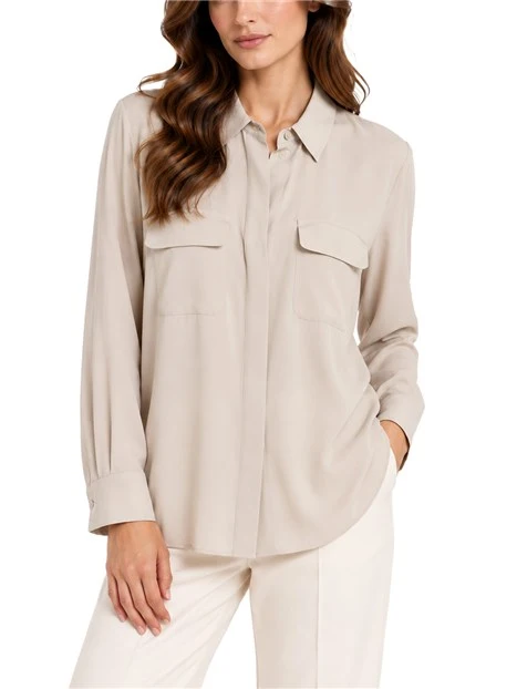CAMICIA IN CRÊPE DE CHINE DI MISTO SETA DONNA BEIGE
