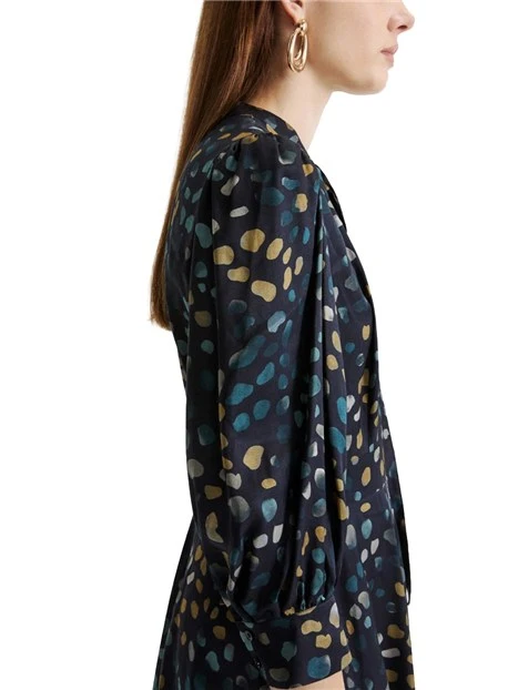 VESTITO CHEMISIER STAMPATO DONNA BLU