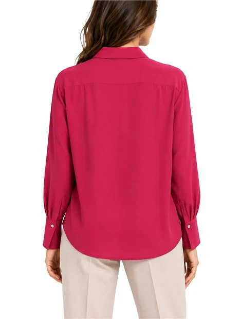 BLUSA CON COLLETTO CLASSICO IN MISTO SETA DONNA FUCSIA