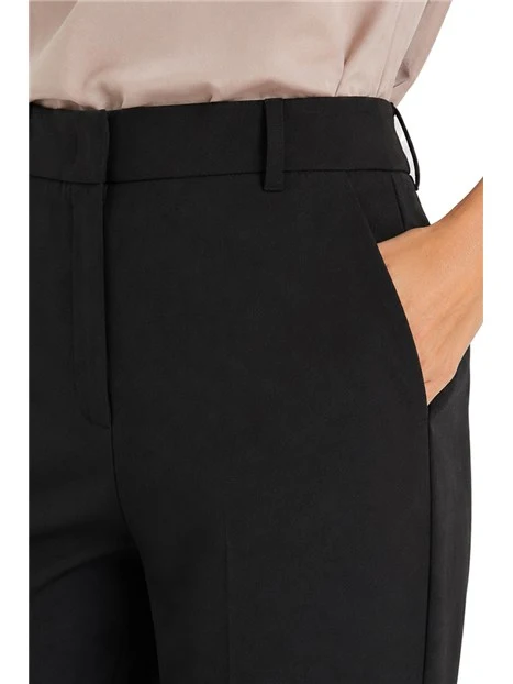PANTALONI PALAZZO IN TESSUTO STRETCH DAL TAGLIO SARTORIALE DONNA NERO