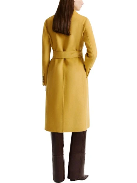 CAPPOTTO LUNGO DOPPIOPETTO IN PURA LANA CON CINTURA DONNA GIALLO