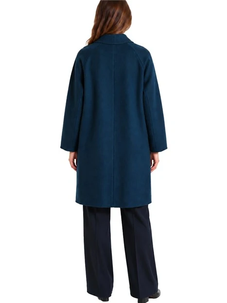 CAPPOTTO CORTO DOPPIOPETTO CON CINTURA DONNA BLU SCURO