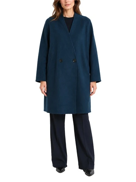 CAPPOTTO CORTO DOPPIOPETTO CON CINTURA DONNA BLU SCURO