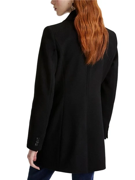 CAPPOTTO CORTO DOPPIOPETTO IN LANA E CASHMERE DONNA NERO
