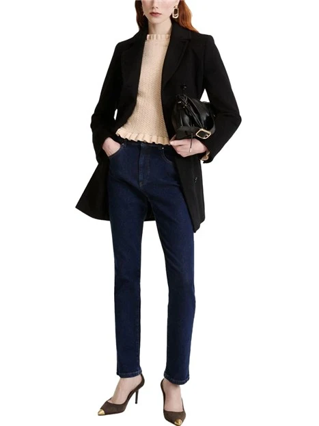 CAPPOTTO CORTO DOPPIOPETTO IN LANA E CASHMERE DONNA NERO