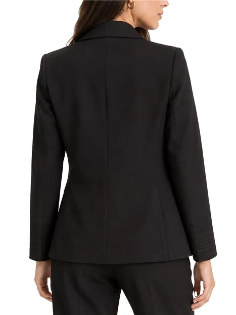 GIACCA CORTA MONOPETTO IN TELA BISTRETCH DONNA NERO