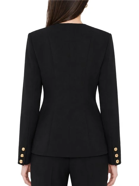 GIACCA CORTA SEMI ADERENTE IN CRÊPE ENVERS SATIN DONNA NERO