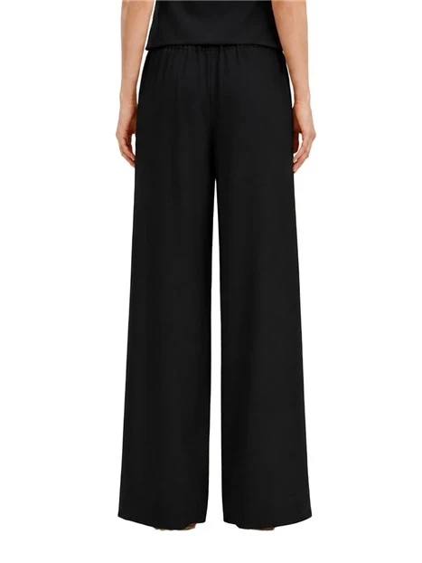 PANTALONE PALAZZO IN CRÊPE DI ENVERS SATIN DONNA NERO