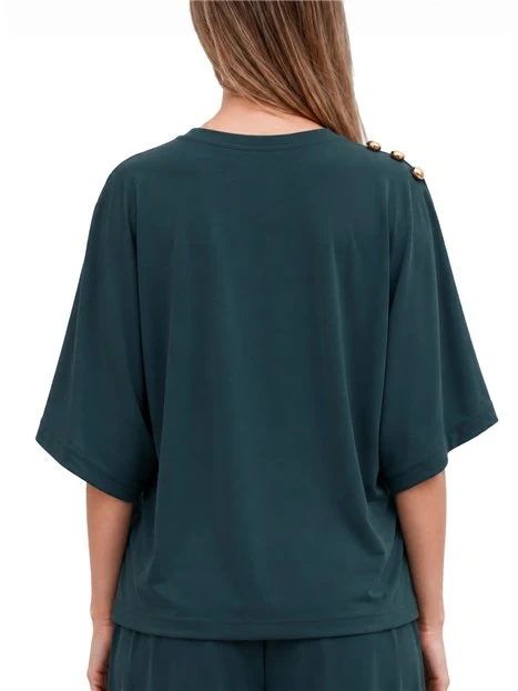 BLUSA IN JERSEY CON MANICHE A KIMONO DONNA BLU