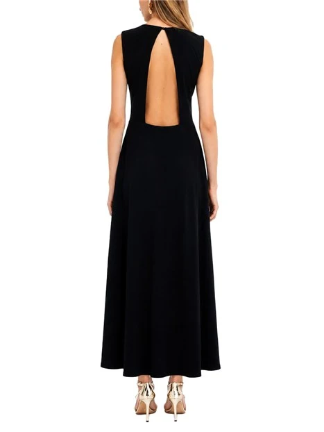VESTITO LUNGO IN JERSEY CON BEADS METALLICHE DONNA NERO