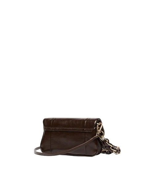 BORSA A MANO CON TRACOLLA E MANICO INTRECCIATO CON CATENA DONNA MARRONE
