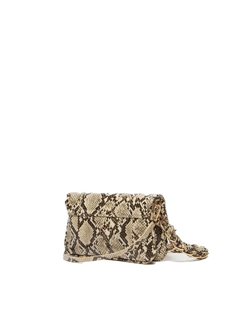BORSA A MANO CON TRACOLLA E MANICO INTRECCIATO CON CATENA DONNA beige