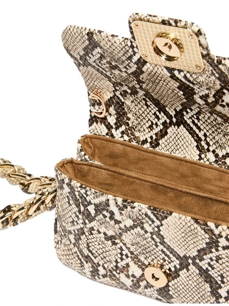 BORSA A MANO CON TRACOLLA E MANICO INTRECCIATO CON CATENA DONNA beige