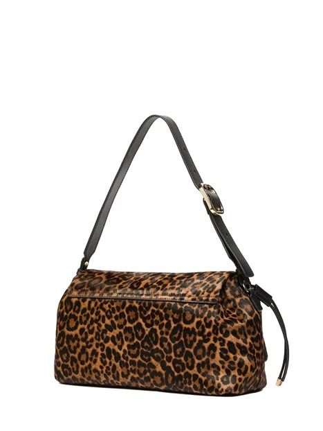 BORSA A SPALLA  ANIMALIER IN PELLE CON TRACOLLA DONNA MARRONE