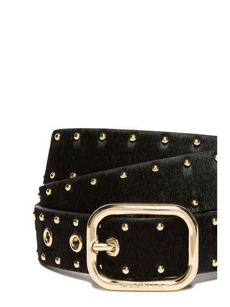 CINTURA IN PELLE CON BORCHIE E DETTAGLI METALLICI DONNA NERO