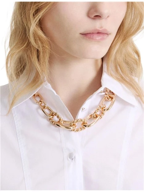 COLLANA GIROCOLLO A CATENA CON ANELLI TORCHON DONNA ORO