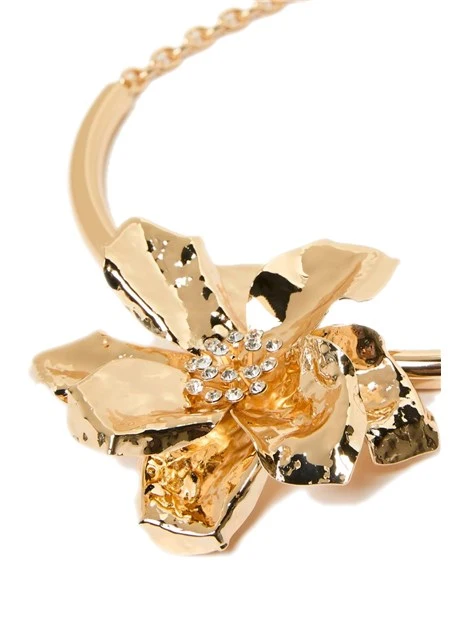 COLLANA CON PENDENTE FIORE E STRASS DONNA ORO