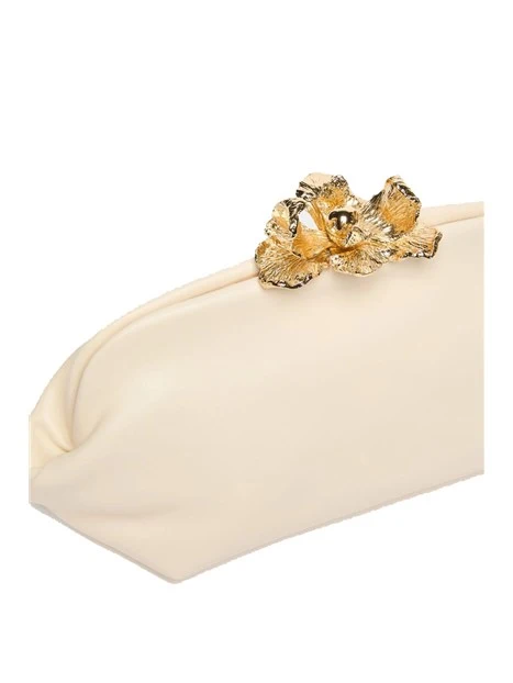 POCHETTE PICCOLA CON FIORE IN METALLO DONNA AVORIO