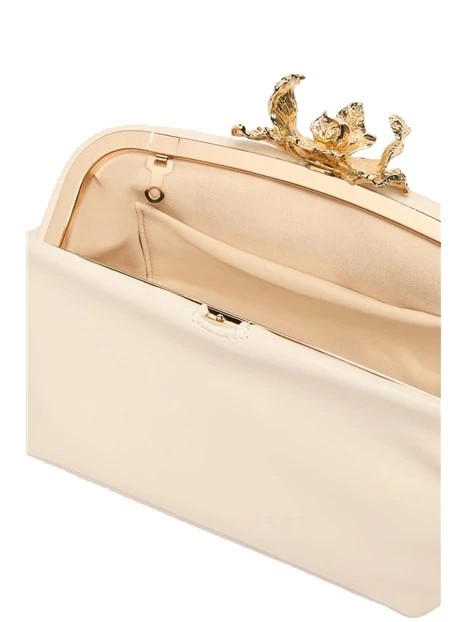POCHETTE PICCOLA CON FIORE IN METALLO DONNA AVORIO