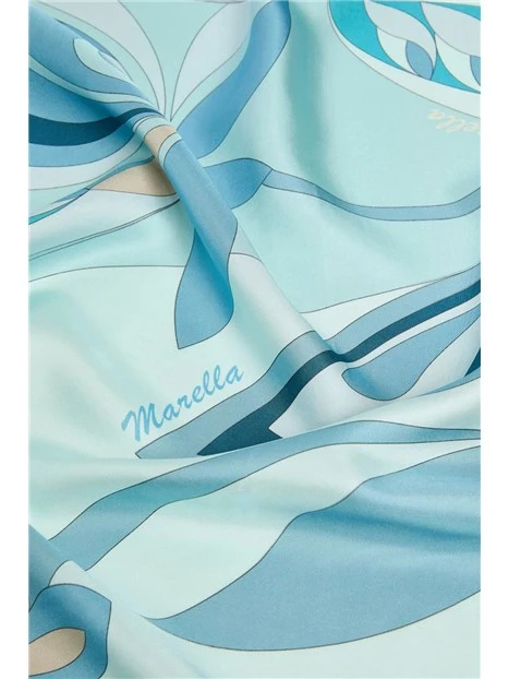 FOULARD IN PURA SETA REVERSIBILE DONNA AZZURRO