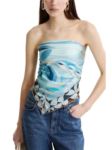FOULARD IN PURA SETA REVERSIBILE DONNA AZZURRO