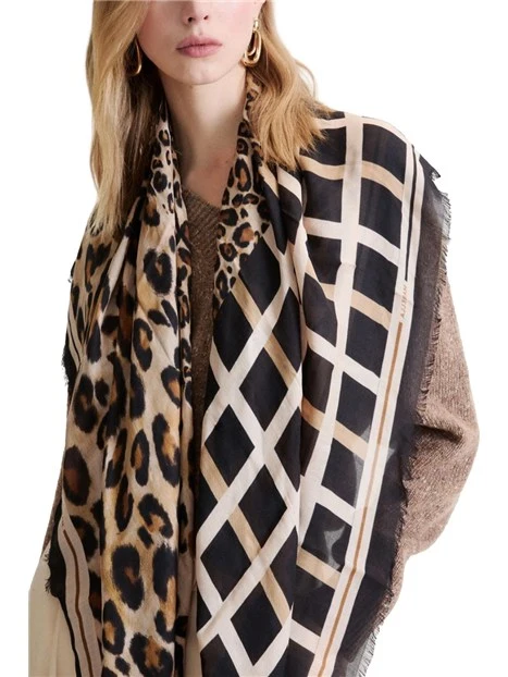 STOLA STAMPATA IN TWILL DI MODAL DONNA MARRONE
