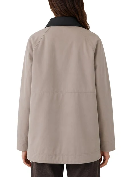 GIACCA IMPERMEABILE IN GABARDINA ANTIGOCCIA CON DETTAGLI IN FLANELLA DONNA BEIGE