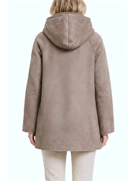 CAPPOTTO CORTO IN JERSEY VELLUTATO CON INTERNO FURRY DONNA TORTORA