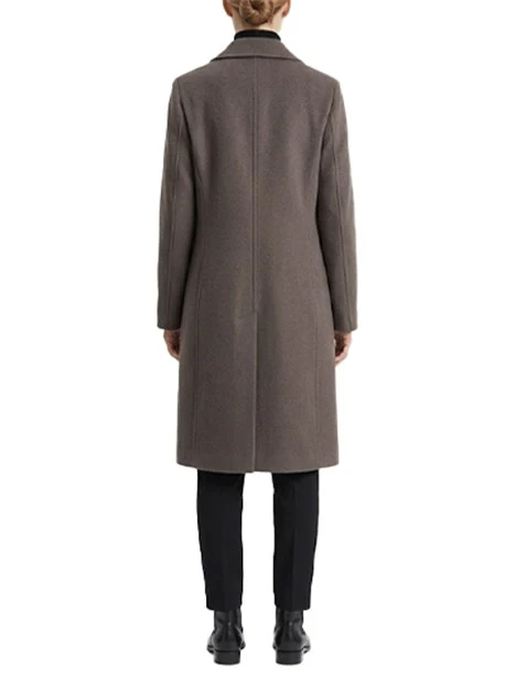 CAPPOTTO LUNGO CHIUSURA MONOPETTO DOUBLE STRETCH DONNA MARRONE
