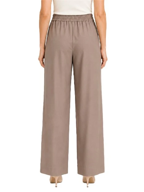 PANTALONI PALAZZO IN FLANELLA DI MISTO VISCOSA CON INSERTO ELASTICO DONNA BEIGE