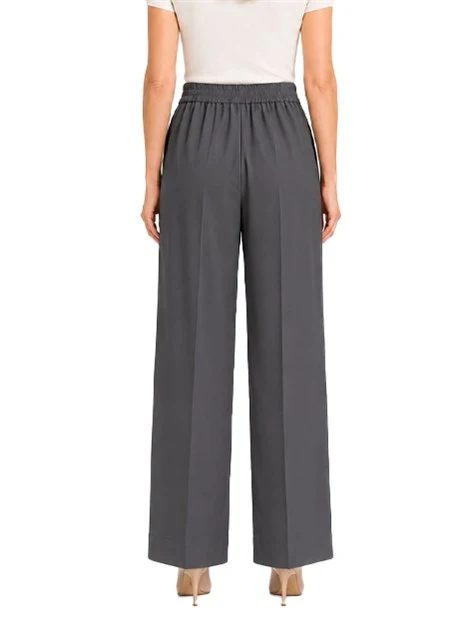 PANTALONI PALAZZO IN FLANELLA DI MISTO VISCOSA CON INSERTO ELASTICO DONNA GRIGIO