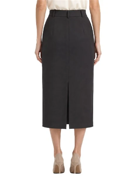GONNA IN TESSUTO DIAGONALE STRETCH CON SPACCHI CENTRALI DONNA MARRONE
