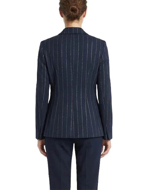 BLAZER MONOPETTO IN MISTO VISCOSA CON FILO LAMÉ DONNA BLU