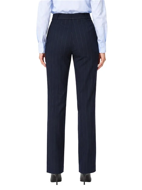 PANTALONE PALAZZO IN TESSUTO STRETCH GESSATO CON FILO LAMÉ DONNA BLU