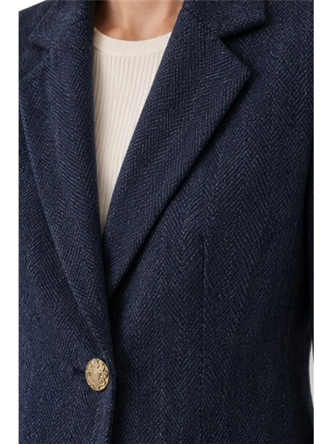 BLAZER MONOPETTO IN CINIGLIA STRETCH CON PINCE DONNA NAVY