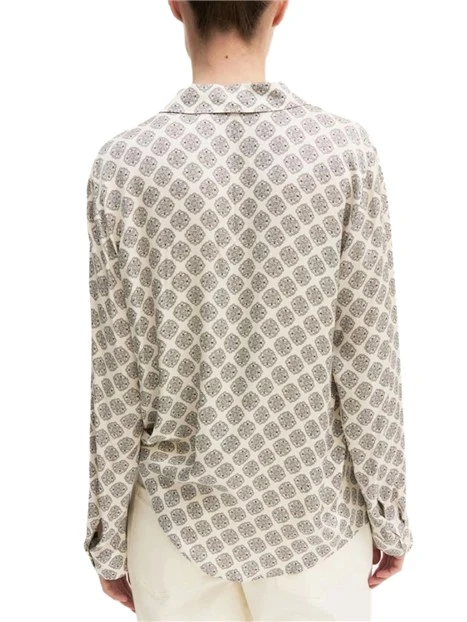 CAMICIA IN RASO DI VISCOSA STAMPATO SEMI LUCIDO DONNA AVORIO