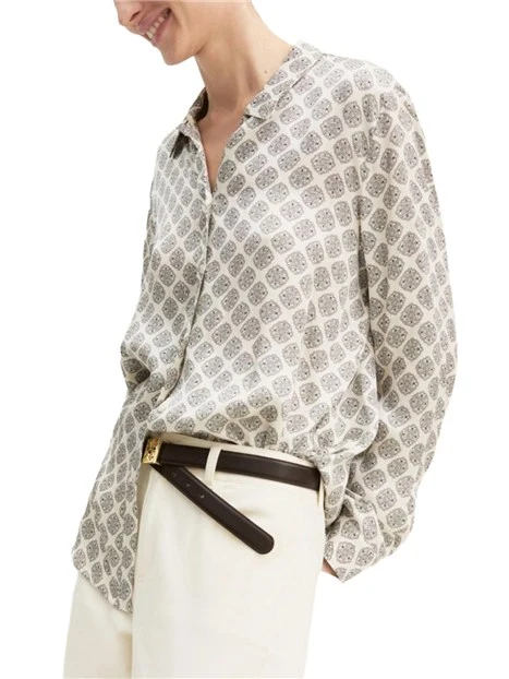CAMICIA IN RASO DI VISCOSA STAMPATO SEMI LUCIDO DONNA AVORIO