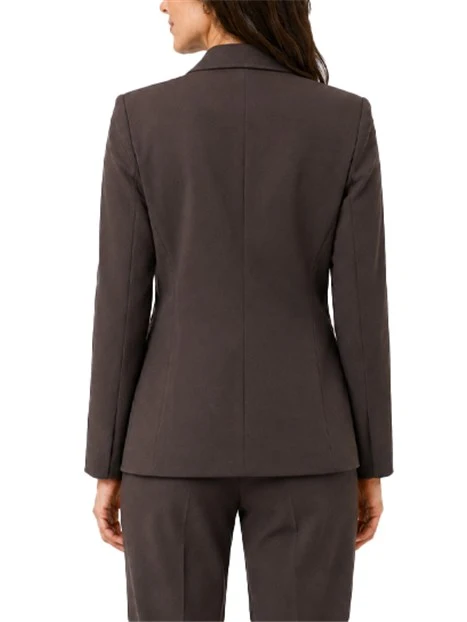 BLAZER MONOPETTO IN JERSEY STRETCH LAVORATO A PUNTO MILANO DONNA MARRONE