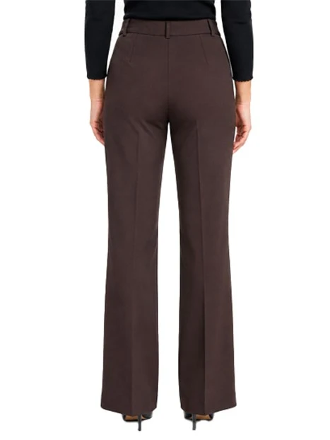 PANTALONE PALAZZO SLIM FIT IN JERSEY CON LAVORAZIONE PUNTO MILANO DONNA MARRONE
