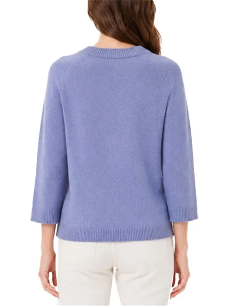 MAGLIA GIROCOLLO IN FILATO DI LANA E CASHMERE CON MANICHE A TRE QUARTI DONNA VIOLA